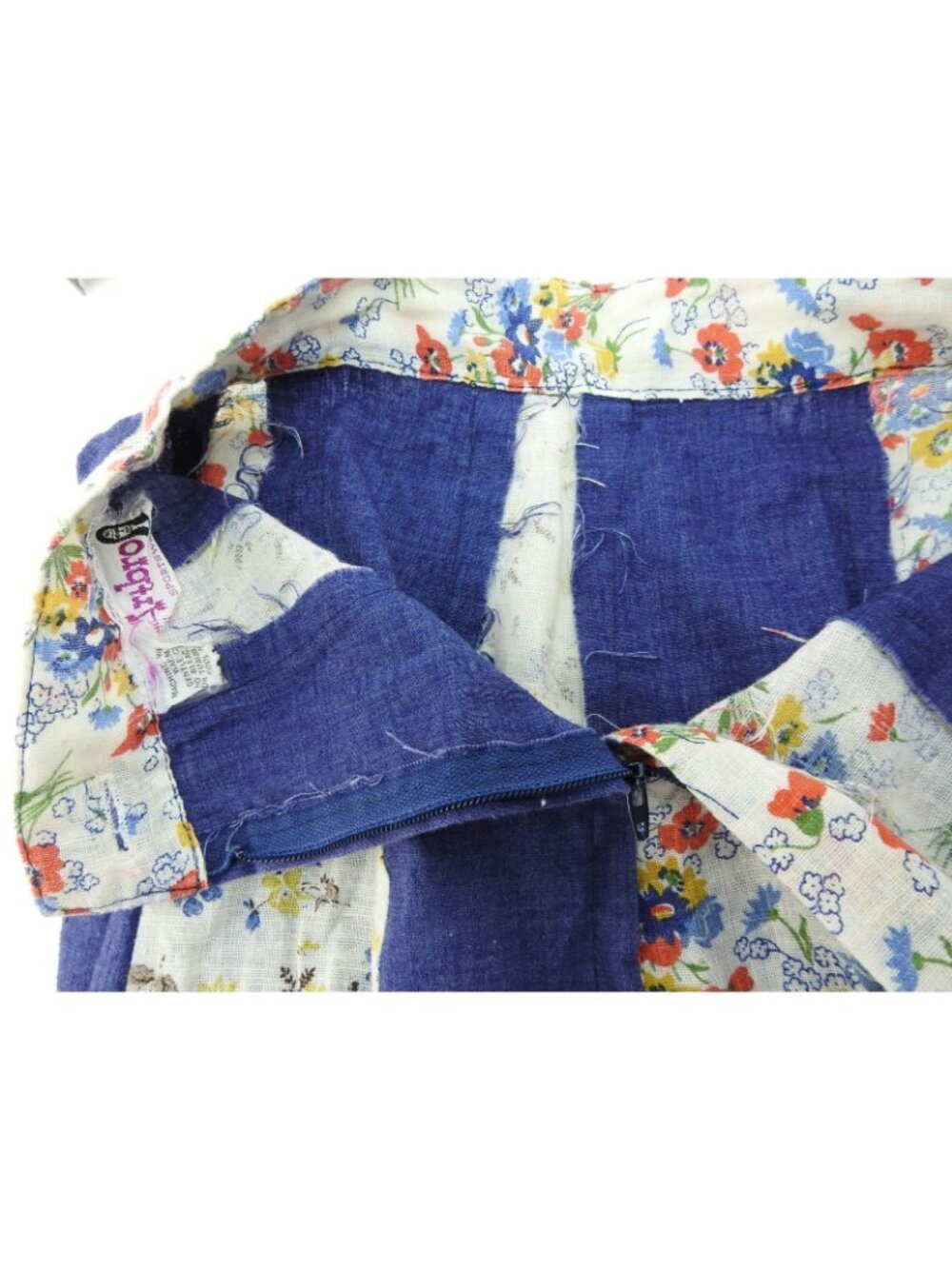 Vintage Women's ArtBro Size 9 Patchwork Dress Skirt Set Floral Denim 70s LS - Picture 11 of 16